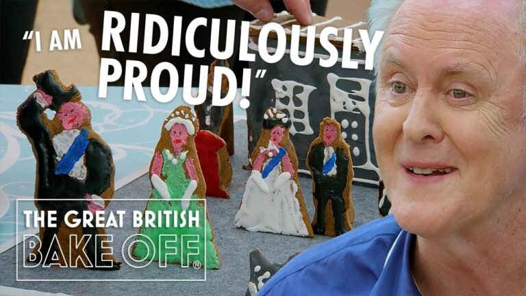 “John Lithgow reimagines The Crown using biscuits! Watch The Great Stand Up To Cancer Bake Off.”